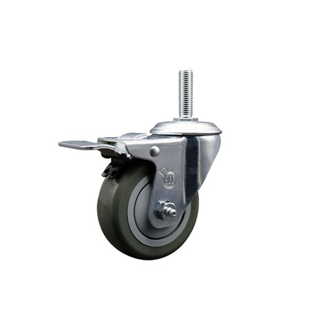 Service Caster 35 Inch Gray Polyurethane Wheel Swivel 58 Inch Threaded Stem Caster Total Lock Brake SCC SCC-TSTTL20S3514-PPUB-58212
